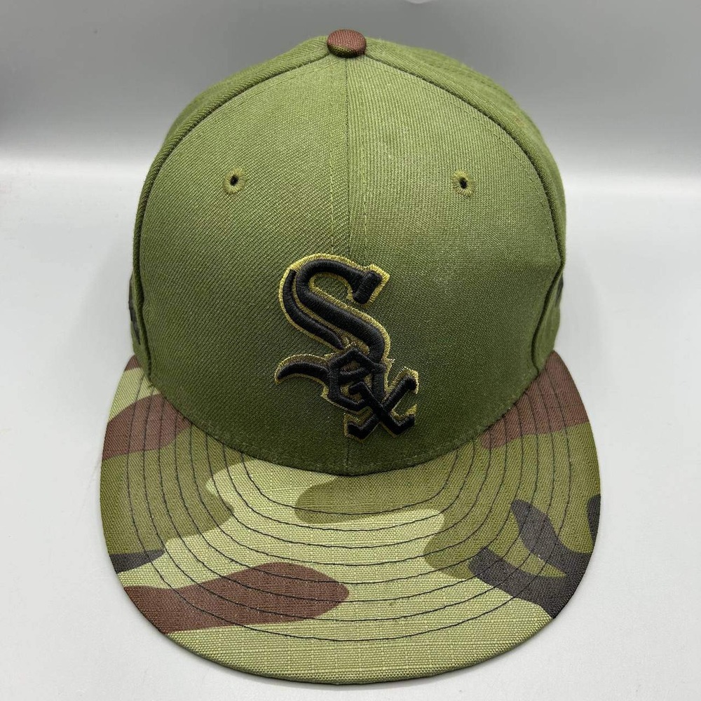 Chicago White Sox MLB Hat Men 7 1/2 Green Camo 59Fifty New Era Fitted